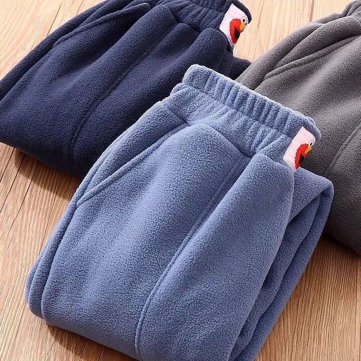 Children's trousers boy's polar fleece casual trousers warm sweatpants plus velvet thickened boys' trousers autumn and winter