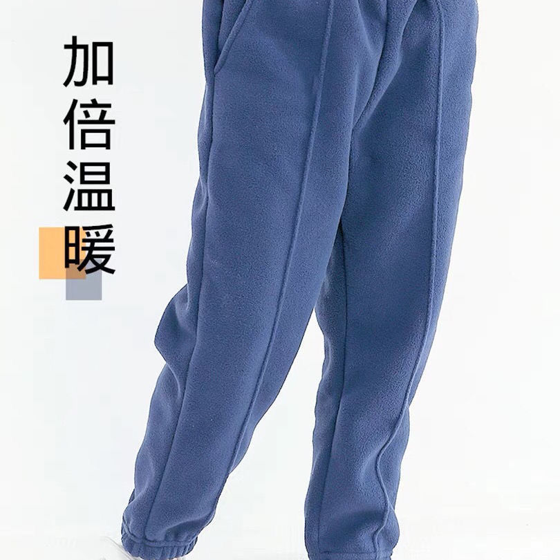 Children's trousers boy's polar fleece casual trousers warm sweatpants plus velvet thickened boys' trousers autumn and winter