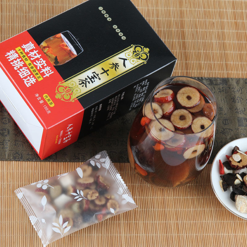 88583-人参十宝茶枸杞红枣花茶组合养生代用茶男人茶玛咖批价发用料十足-详情图