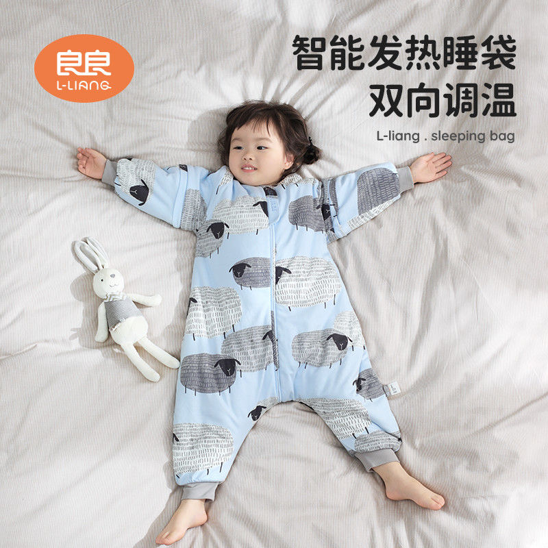 88752-良良自发热睡袋恒温儿童睡袋秋冬加厚款2021新款防踢多功能可拆洗-详情图
