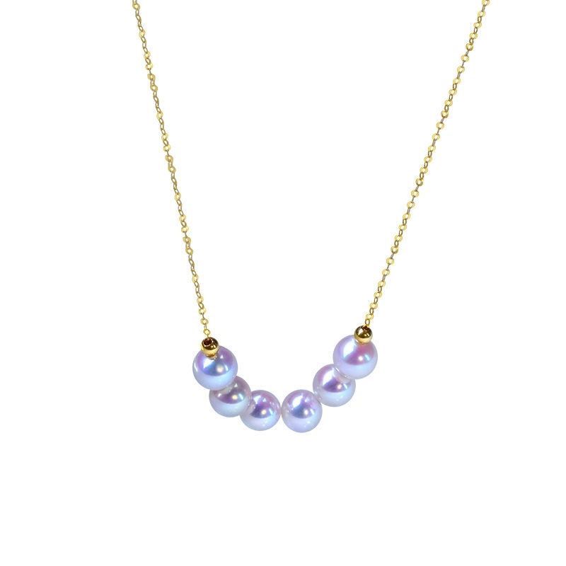 天然淡水珍珠进口14K包金香芋紫微笑项链
