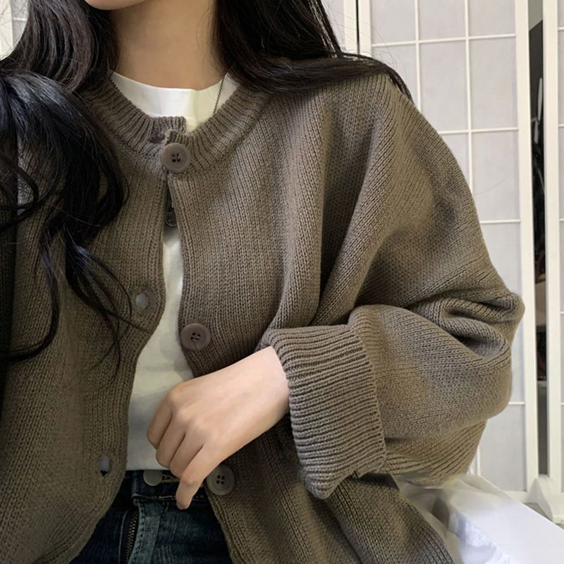 Vintage knitwear sweater cardigan loose lazy girl autumn and winter new student Korean version versatile outer coat