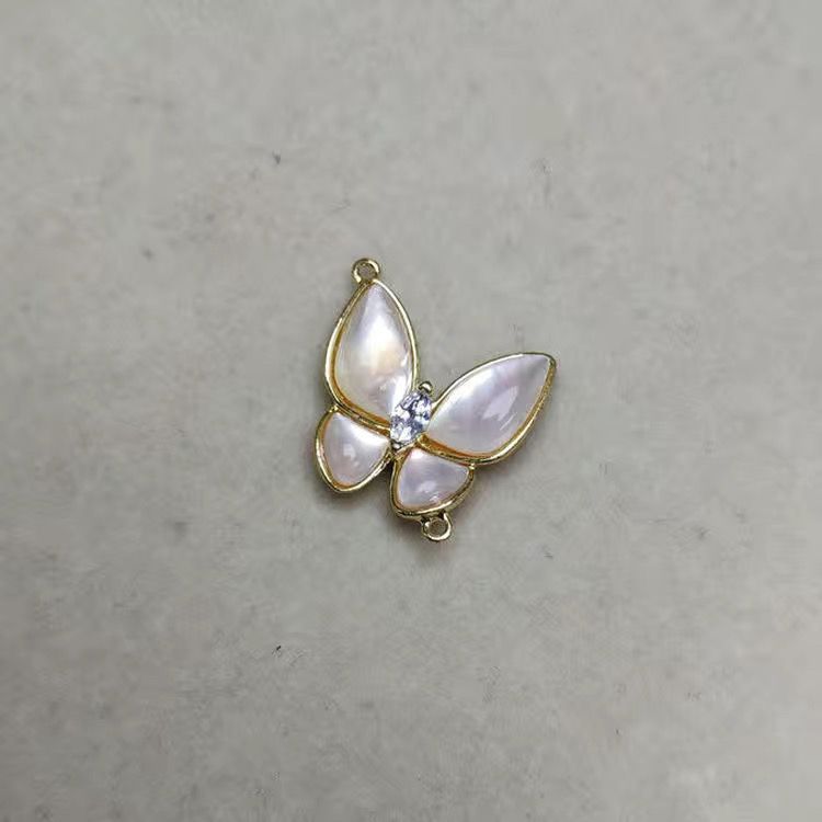 貝殼蝴蝶吊墜手工配件帶孔項墜小掛件材料