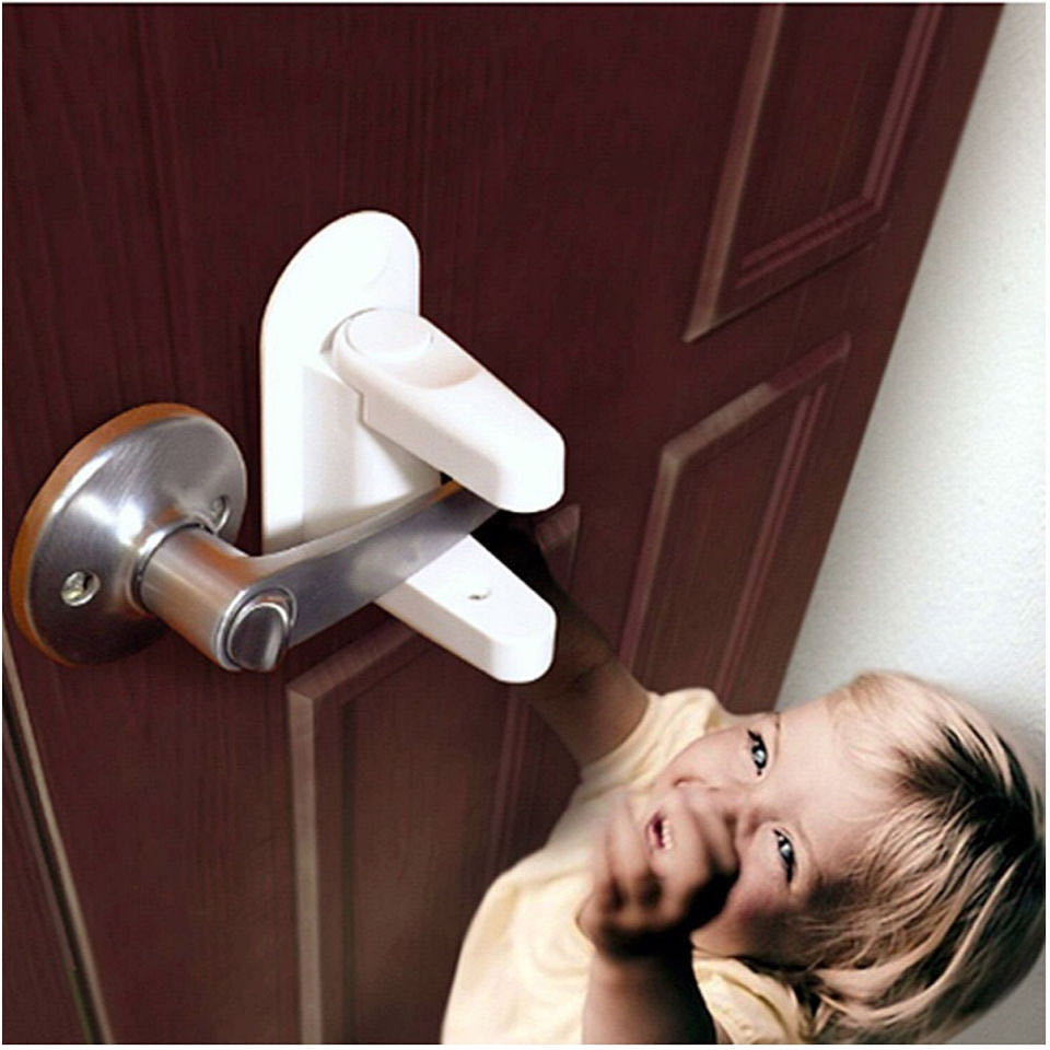 儿童门把手免打孔门锁卡扣安全锁儿童锁扣卡扣宝宝卧室门防开门扣