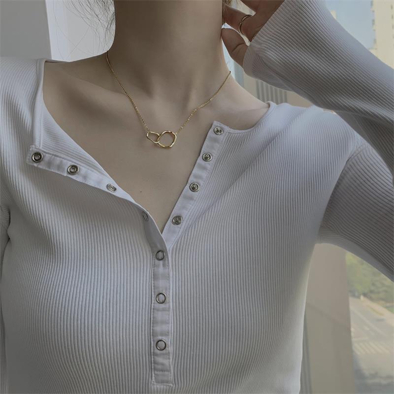 Irregular metal interlocking simple necklace net red all-match temperament small and cold wind collarbone chain necklace tide