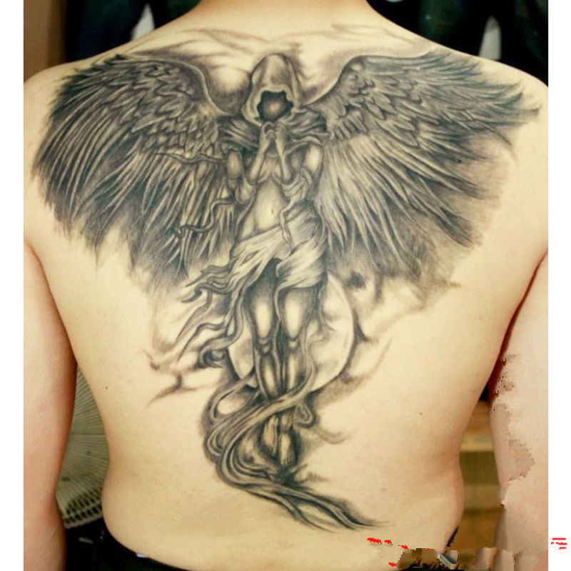 纹身贴防水持久天使恶魔翅膀羽毛男女背部后背图满背刺青包邮