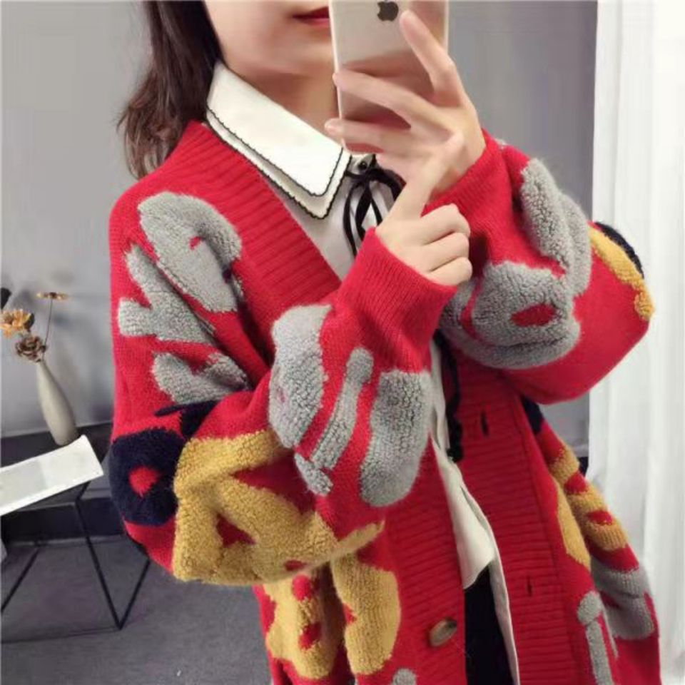 88754-2021新款秋冬韩版中长款毛衣外套宽松女开衫百搭网红加厚慵懒风潮-详情图