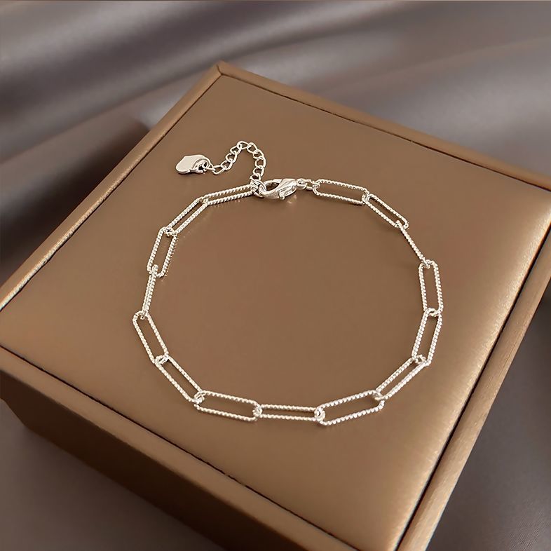 Silver pigment circle bracelet female summer ins niche design fashion simple hand rope ins cold wind sparkling bracelet