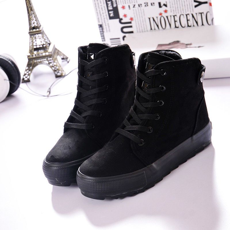 冬季加绒雪地靴棉鞋女韩版短筒加厚保暖厚底短靴学生棉靴女雪地靴