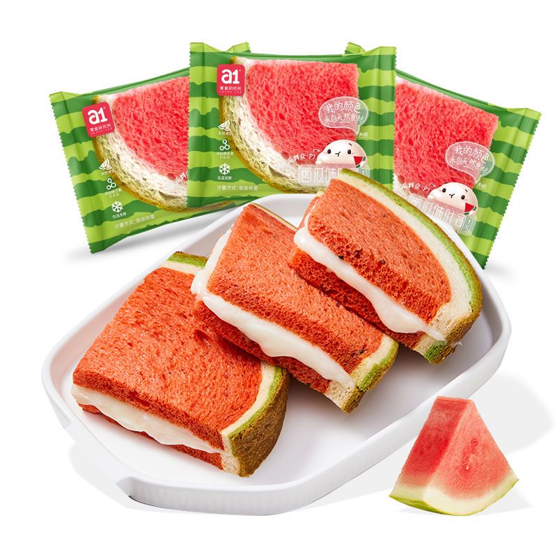 a1西瓜吐司夹心面包整箱营养早餐充饥小零食休闲下午茶蛋糕点便宜