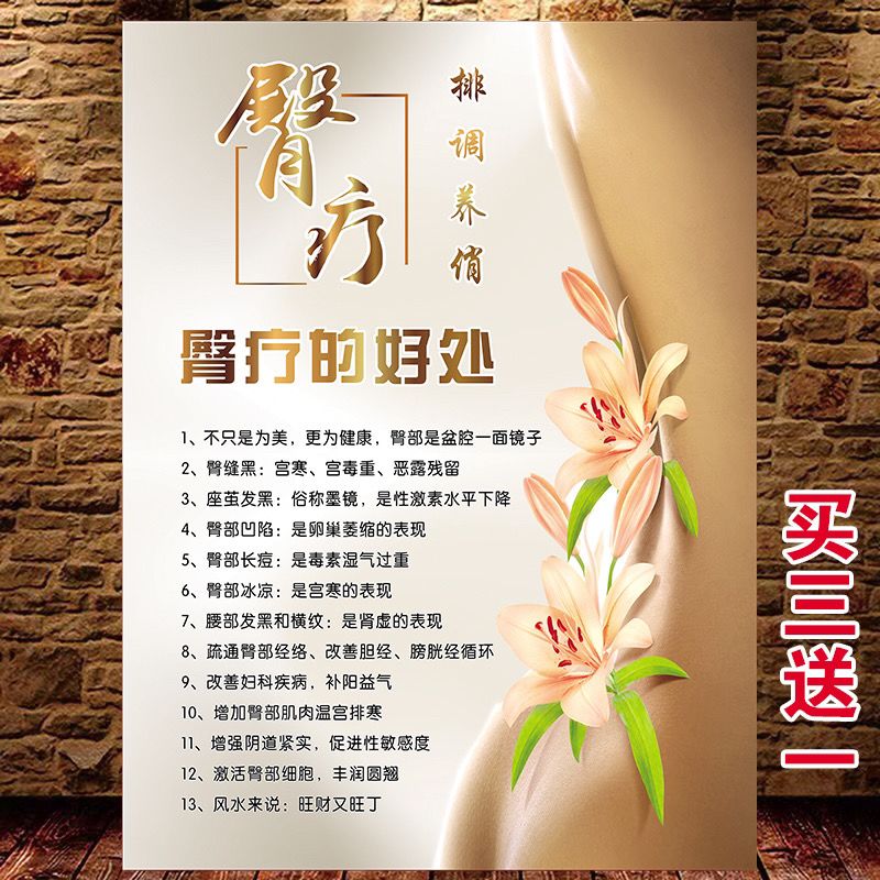 美容院臀疗养生海报臀部保养十三大好处经络养生挂图臀部穴位图