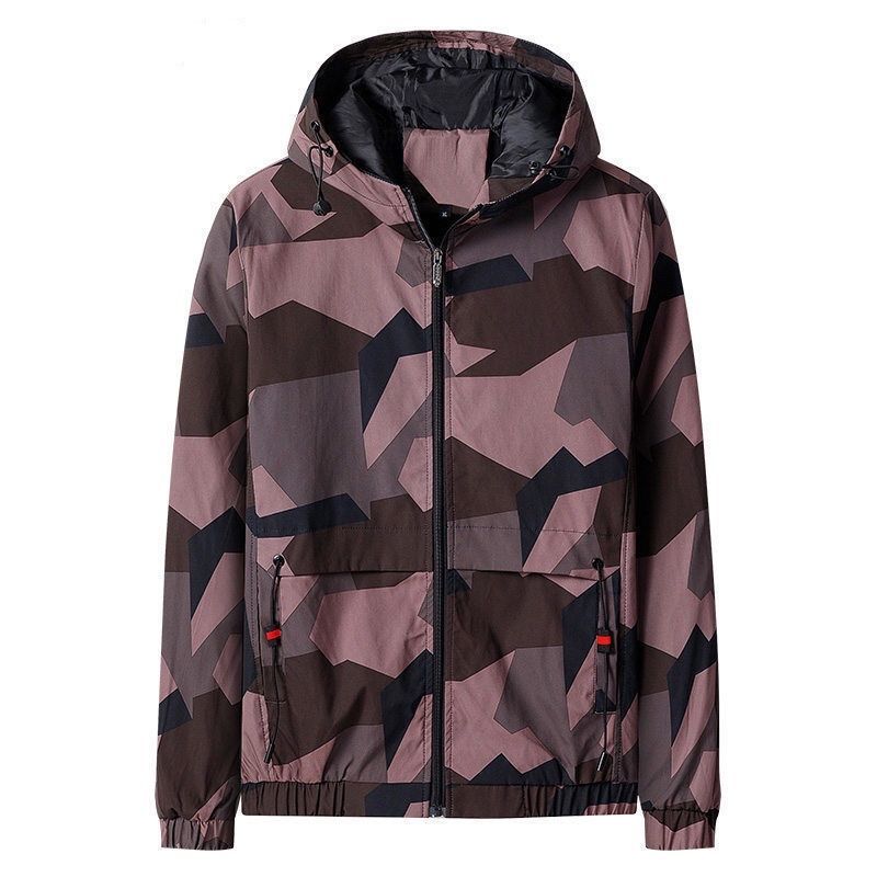 Jacket men's autumn hooded camouflage Korean version spring and autumn trend jacket tooling functional casual autumn and winter plus fleece top clothes