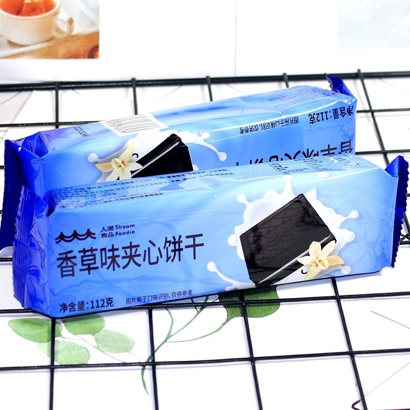 91774-人潮食品巧克力味夹心饼干香草味草莓味可可粉早餐办公室零食休闲-详情图