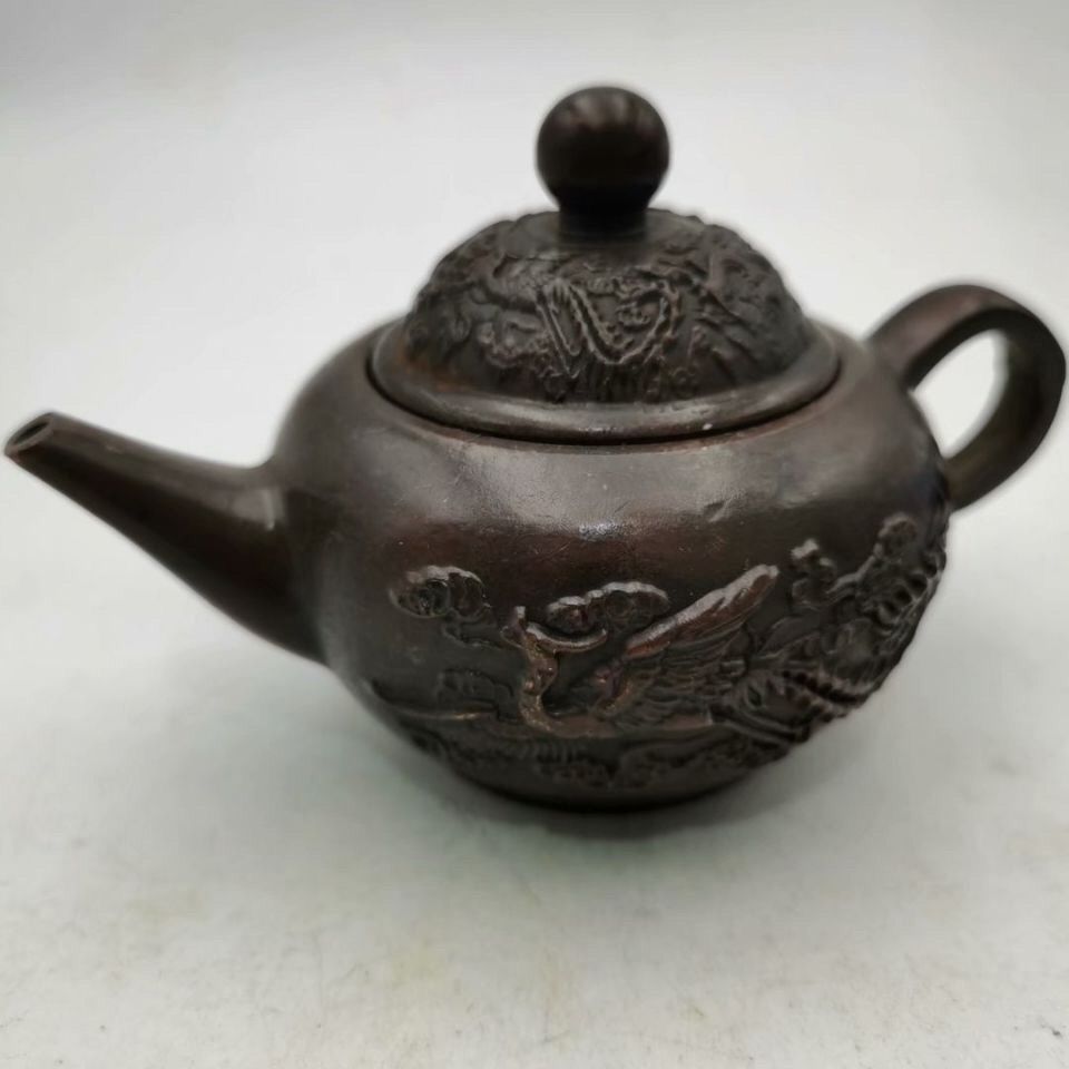 黄铜龙凤壶纯铜酒壶水壶手把壶老铜壶乾隆年制复古家居装饰品摆件