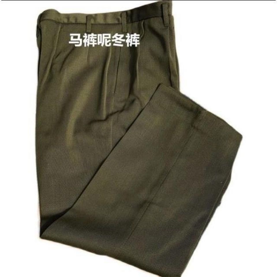 库存老货87马裤呢毛料冬裤加厚军黄色马裤呢裤中老年宽松罩裤军迷【2