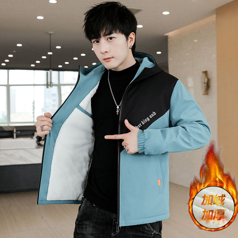 Autumn and winter jacket men's trendy handsome men's tooling jacket loose hooded gown coat coat thin and thick optional