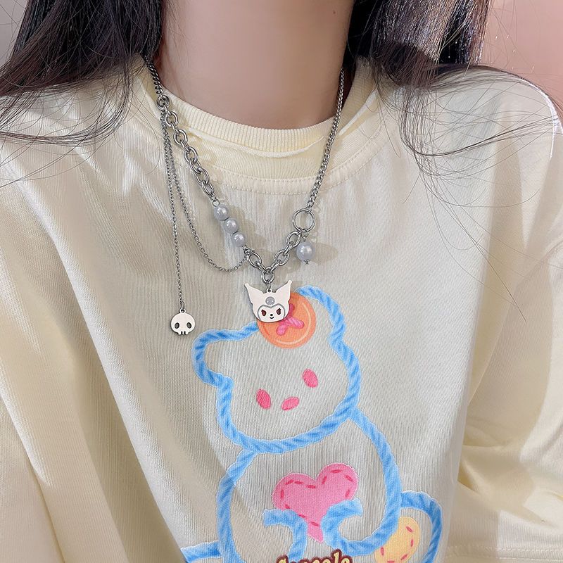 甜酷女孩秋冬新款潮庫洛米貓咪項鏈~小眾設計韓版冷淡風毛衣鏈（新款