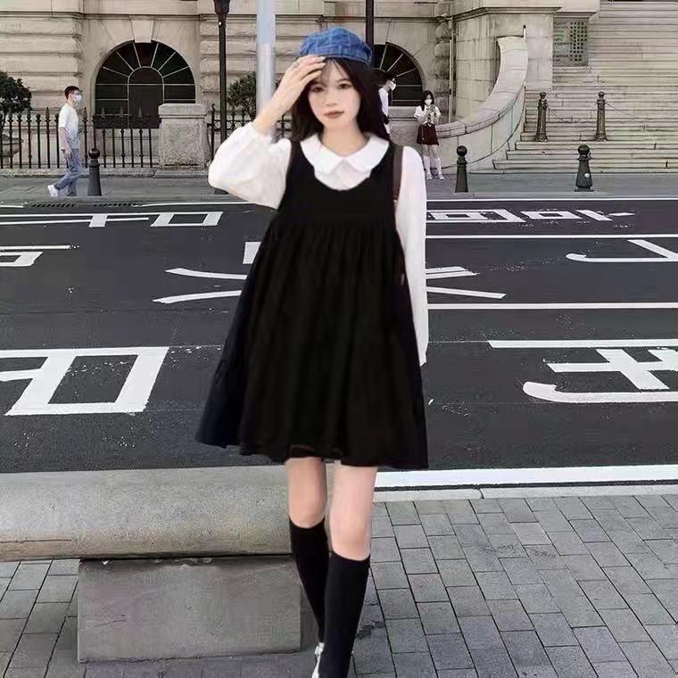 Summer 2022 new Korean version of French retro bubble sleeve short sleeve top slim vest A- line skirt two-piece female
