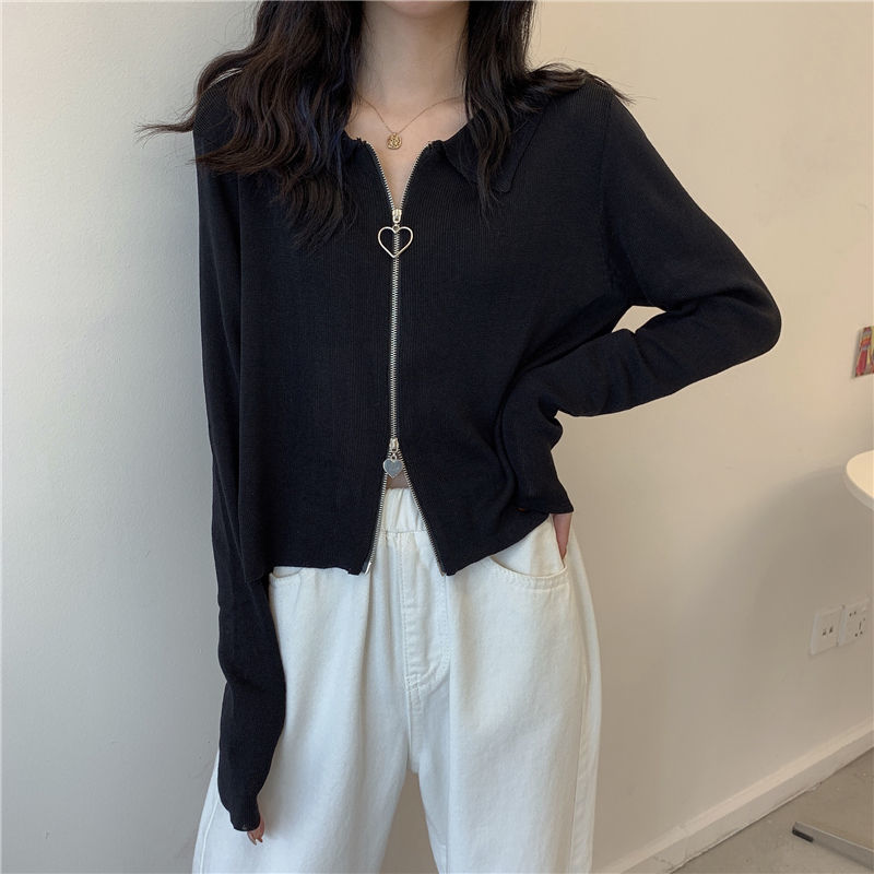 短款長袖辣妹上衣年新款春秋大碼胖妹妹mm毛衣外套針織開衫女