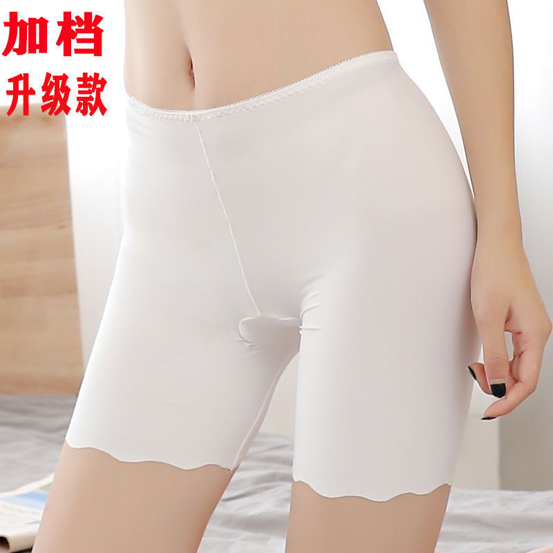 Ice silk seamless three-point five-point safety pants women's large size anti-light lace edge leggings without curling edge insurance shorts