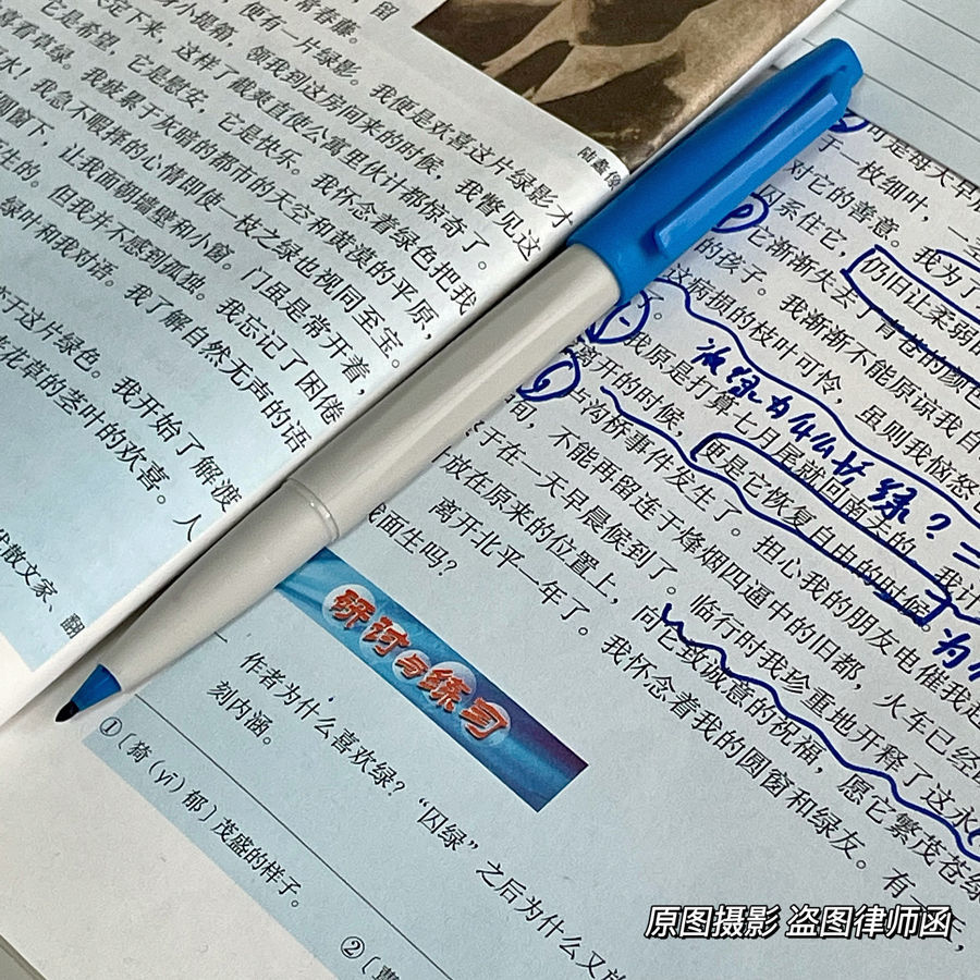 小红书水性笔克莱因蓝不透纸学生笔记订正标记做笔记记号笔大容量