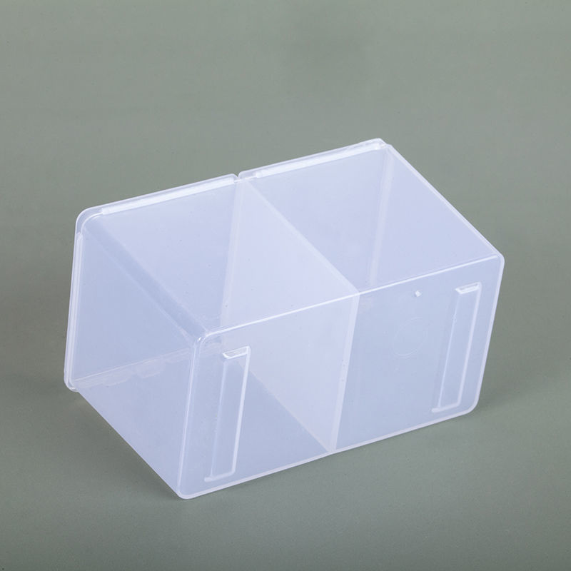 透明双格塑料美甲化妆棉片盒多功能桌面棉签棉棒收纳盒整理储物盒