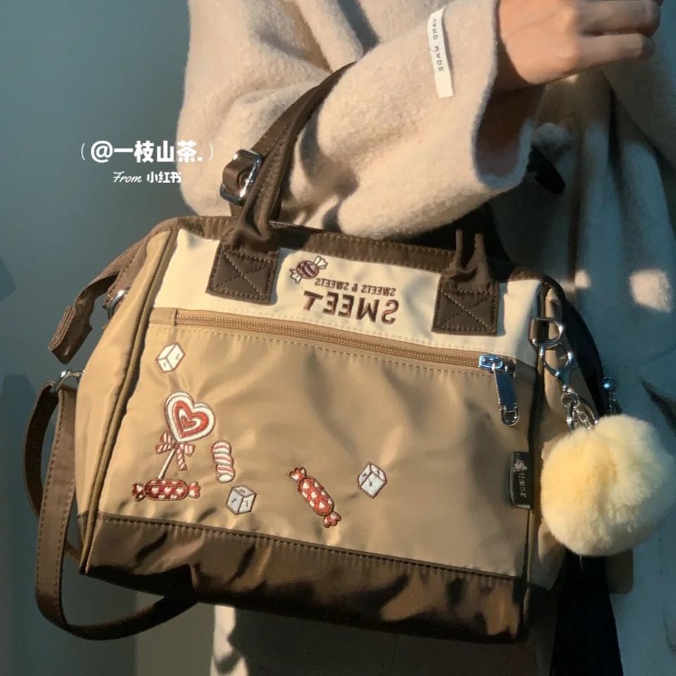 花間公主 SWEET刺繡文藝包斜挎包單肩包手提包尼龍布女包1901FQ00
