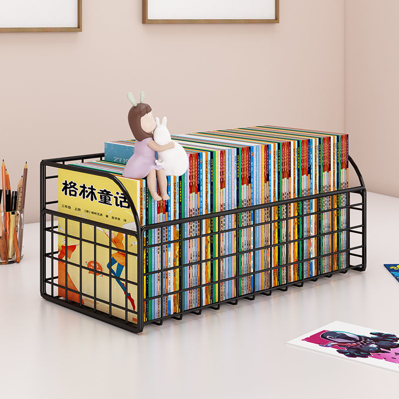 书本收纳盒铁艺书架桌面置物架简易儿童学生宝宝书桌上的分层书柜