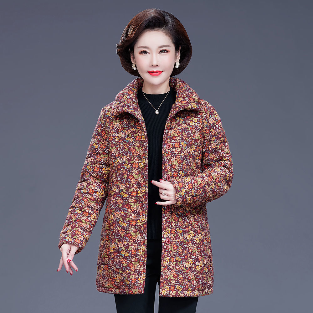 中老年女装冬季加厚棉袄2021新款妈妈装大码中长款棉服老奶奶外套