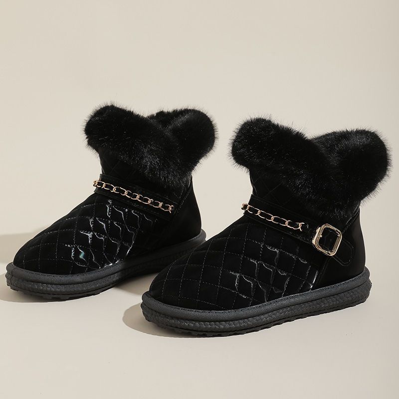 2021新款雪地靴女短筒靴休闲保暖棉鞋学生加厚加绒皮面防滑女靴子