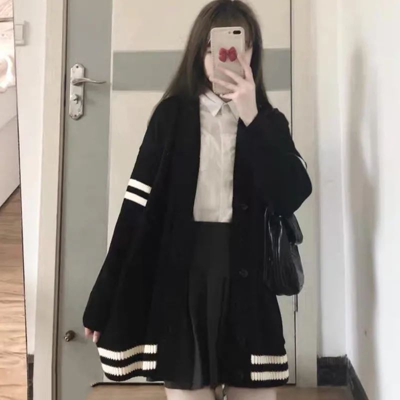 三件套裝春秋季酷女孩甜鹽系穿搭洋氣開衫毛衣外套小個子百褶短裙