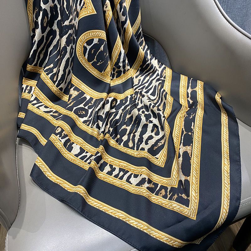 Sciarpe con motivo leopardato 90 * 90, sciarpe quadrate, sciarpe decorative versatili da donna, collane, abiti alla moda,_voghion.com