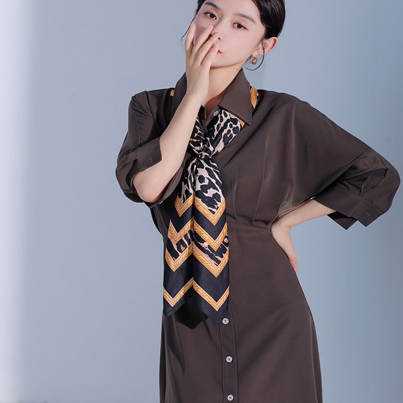 Sciarpe con motivo leopardato 90 * 90, sciarpe quadrate, sciarpe decorative versatili da donna, collane, abiti alla moda,_voghion.com