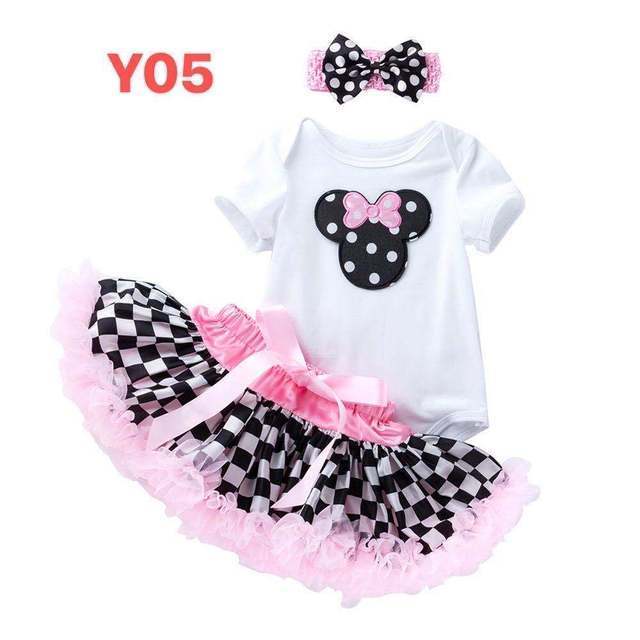 Korean Girls Birthday Suit Candy Color Baby Cotton Cartoon Embroidered Birthday One-year-old Little Princess Dress 3-Piece Set