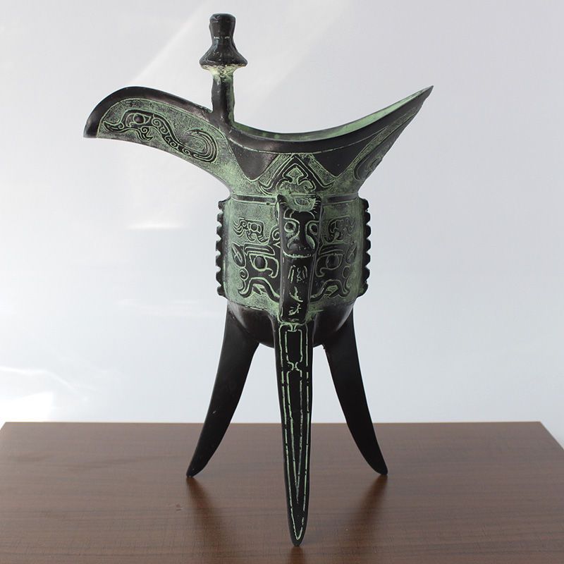 大号高28厘米仿古青铜器酒杯摆件复古三国秦朝酒具爵杯古代酒杯子