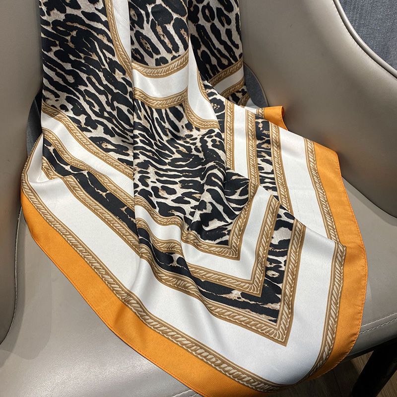 Sciarpe con motivo leopardato 90 * 90, sciarpe quadrate, sciarpe decorative versatili da donna, collane, abiti alla moda,_voghion.com