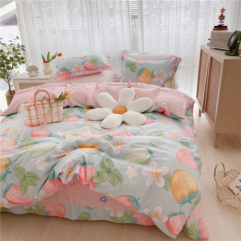 Four Seasons General twill cotton four piece set all cotton quilt cover pastoral bedspread three piece bedding