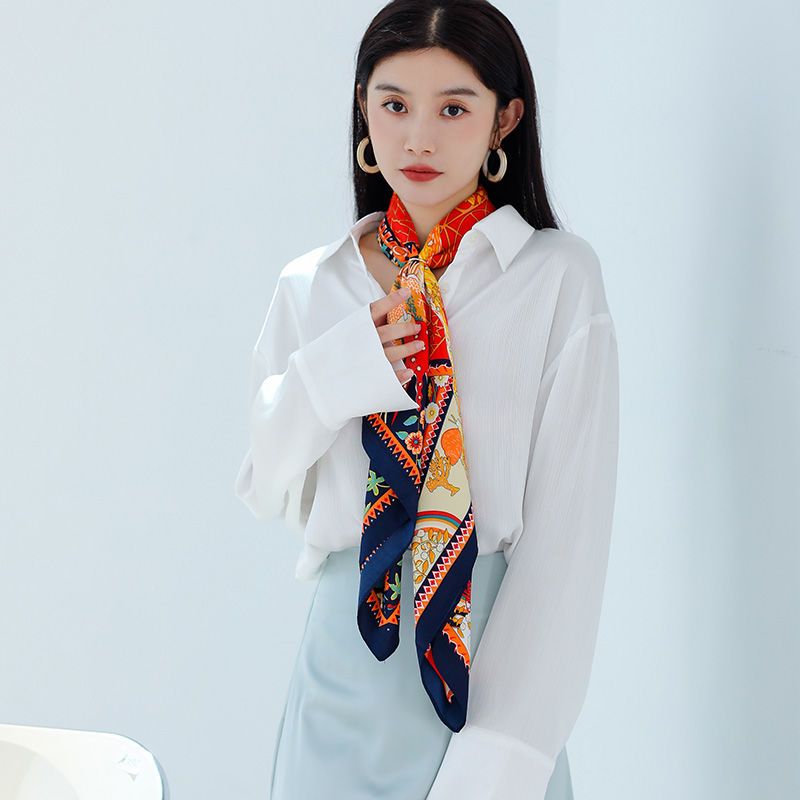 Printed Silk Scarf For Women Versatile Double Sided Shawl Wrap_voghion.com