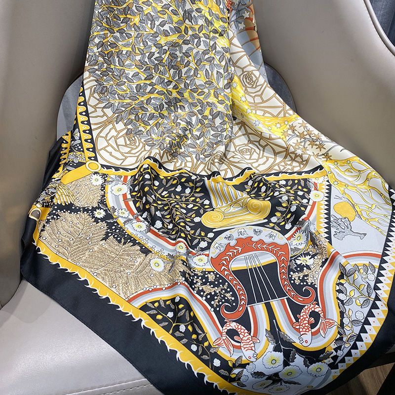 Printed Silk Scarf For Women Versatile Double Sided Shawl Wrap_voghion.com