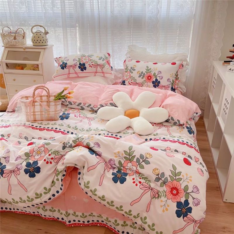 Four Seasons General twill cotton four piece set all cotton quilt cover pastoral bedspread three piece bedding