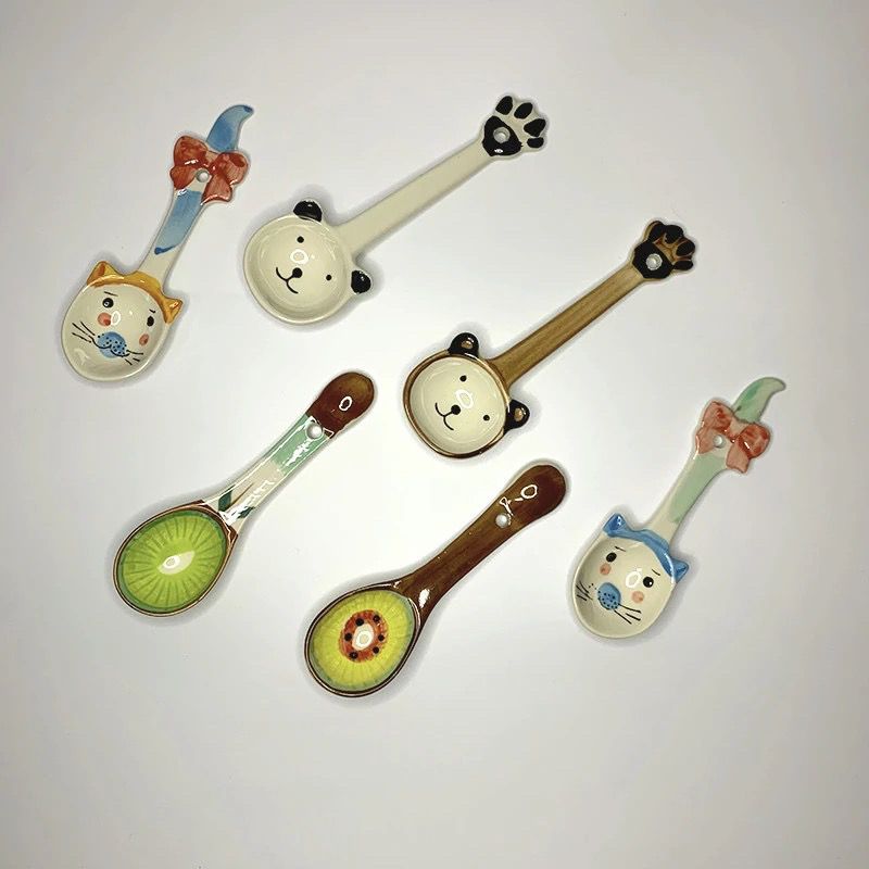 Hand painted cartoon spoon household cute ceramic Food Spoon spoon spoon tableware