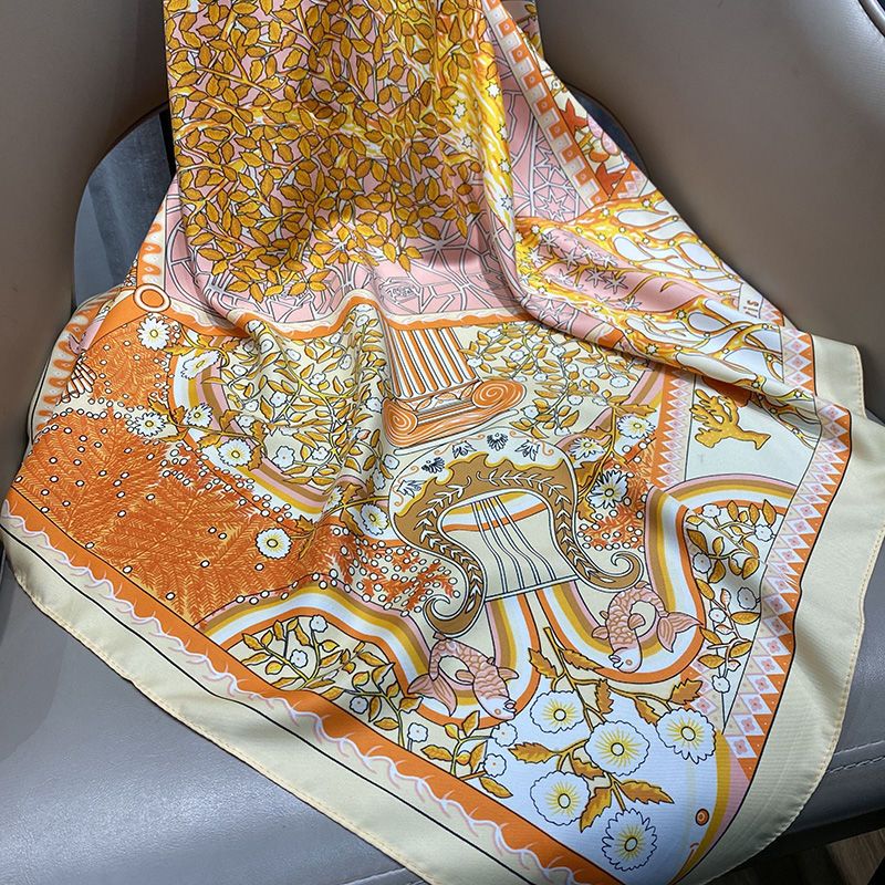 Printed Silk Scarf For Women Versatile Double Sided Shawl Wrap_voghion.com