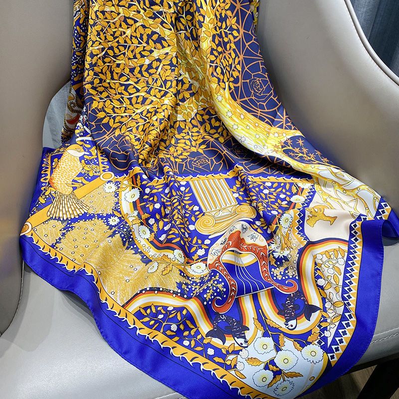 Printed Silk Scarf For Women Versatile Double Sided Shawl Wrap_voghion.com