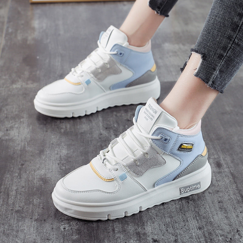 PLOVER woodpecker high-top white shoes women's 2022 spring and autumn students Korean version of the all-match thick-soled sports shoes tide