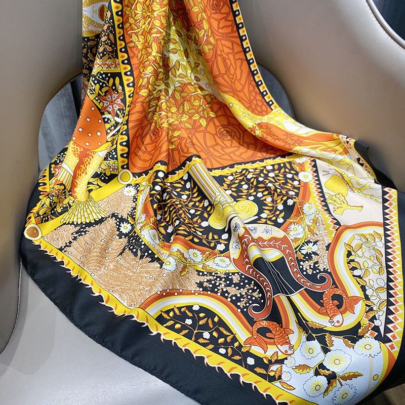 Printed Silk Scarf For Women Versatile Double Sided Shawl Wrap_voghion.com