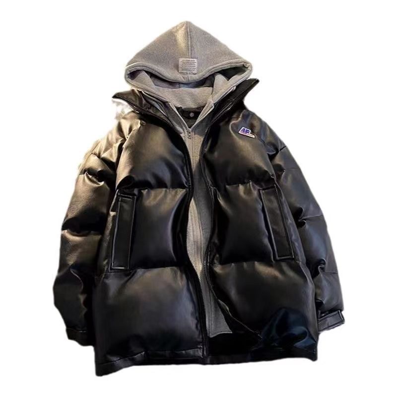 Down padded jacket men's trendy brand ins winter thick fake two-piece jacket Korean version of the trendy padded jacket  new cotton padded jacket