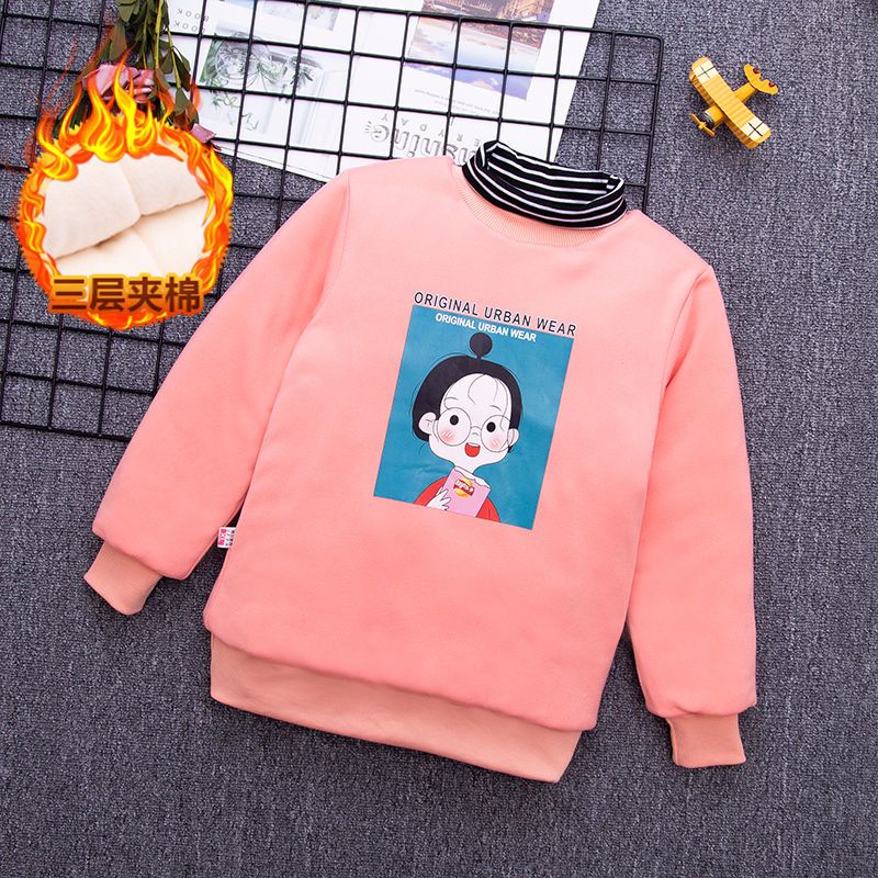 106098-儿童棉袄加绒加厚男童女童冬季夹棉内胆棉服中大童套头保暖卫衣潮-详情图