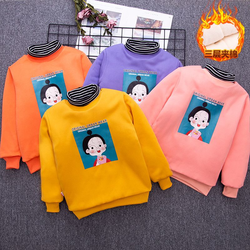 106098-儿童棉袄加绒加厚男童女童冬季夹棉内胆棉服中大童套头保暖卫衣潮-详情图