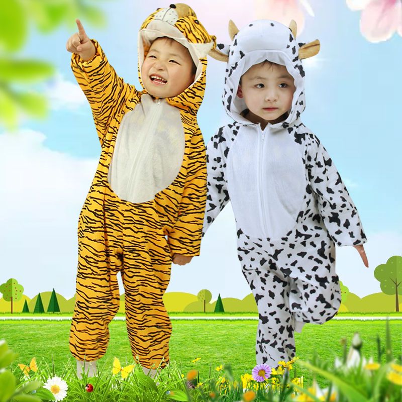 Children's animal costumes triangle stage costumes little tiger clothes pink pig sheep kindergarten performance costumes