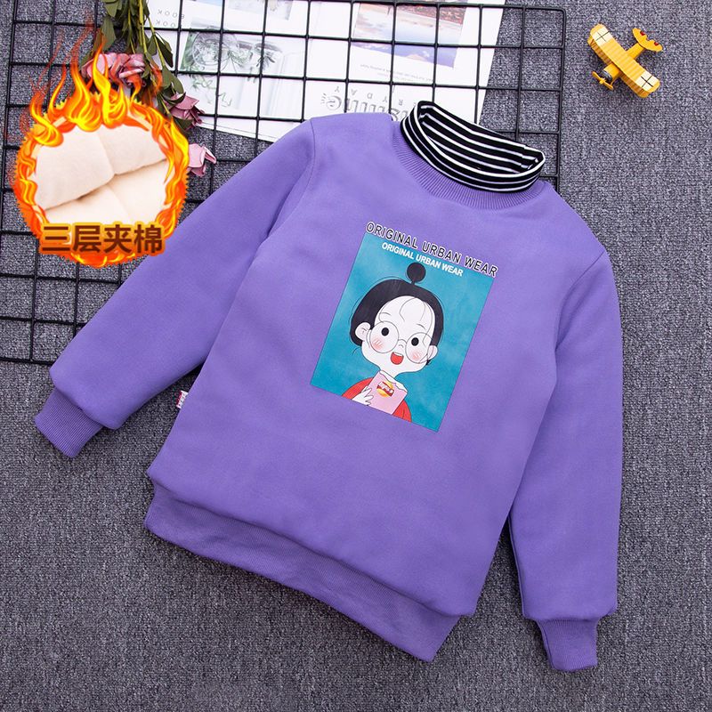106098-儿童棉袄加绒加厚男童女童冬季夹棉内胆棉服中大童套头保暖卫衣潮-详情图